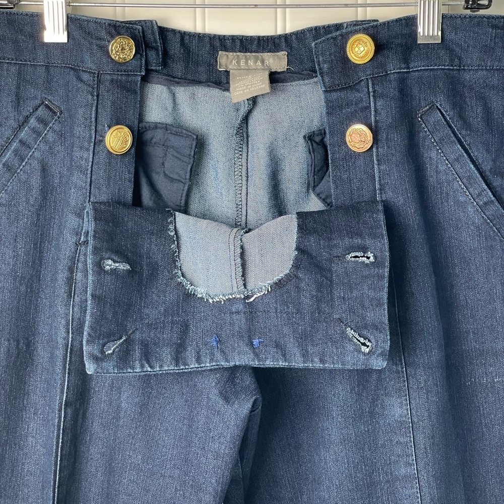 Kenar Nautical Wide Straight leg Dark Wash Sz 10 Front Button‎ Placket Closure - Picture 7 of 16